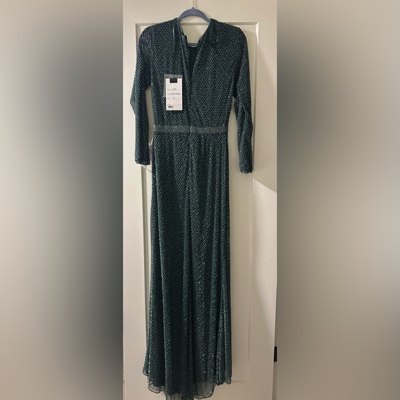 Mac Duggal Evening - 5056D Long Sleeve Beaded High Slit Gown - Picture 5 of 8